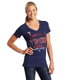 MLB Women's Minnesota Twins Hot Season Short Sleeve Deep V-Neck Slub Tee, Athletic Navy, XX-Large
