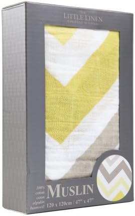 The Little Linen Company Australia Single Pack Muslin - Chevron Mustard
