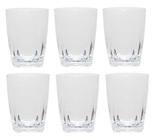 QG 16 fl oz Acrylic Plastic Rocks Glass Square Base Tumbler Set of 6 Clear