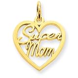 14k Heart with Super Mom Charm