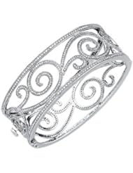 5 1/8 Ct Tw Diamond Scroll Bangle Bracelet by US Gems