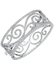 14K White Gold Diamond Bangle Bracelet
