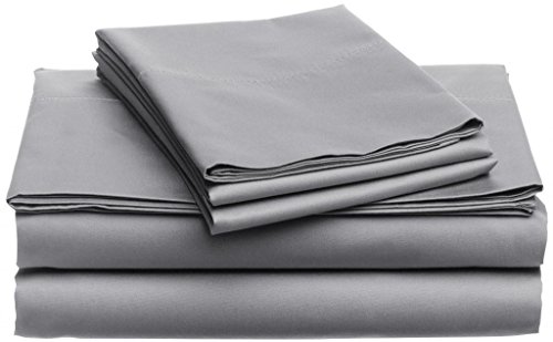 350 TC Pima Cotton 4 Pcs Sheet Set Drop Pocket 16" RV King Light Grey Solid(1 Fitted Sheet+1 Flat Sheet+2 Pillowcase)