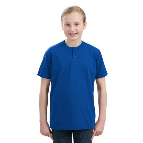 Sport-Tek Youth Short Sleeve Henley, Royal, X-Large (18-20)