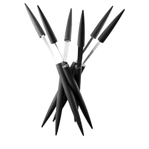 Legnoart Spicy 6-Slot Knife Holder With Steak Knives, Black