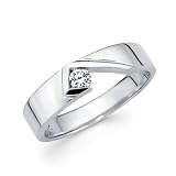 14K White Gold Round Diamond Women's Couple Wedding Ring Band (0.12 ctw., GH Color, SI Clarity)