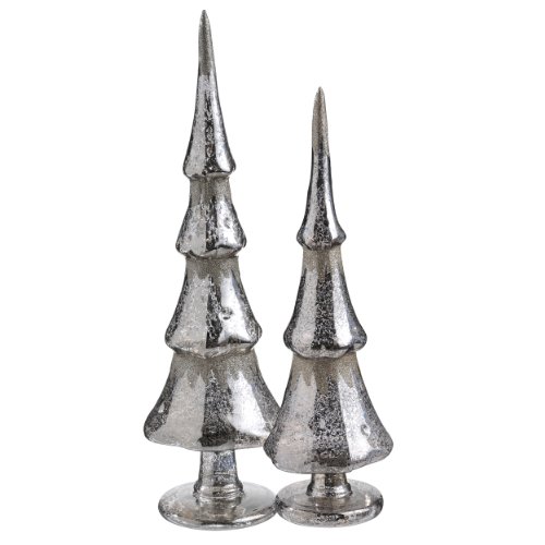 Grasslands Road Vintage Chic, Glass Silver Tree, Set of 2, Sm 12-Inch, Lg 16-Inch