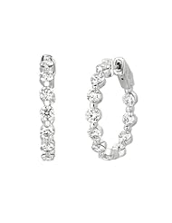 3.39 Carat 15 Pointer Diamond Inside Out Hoop Earrings 14K White Gold