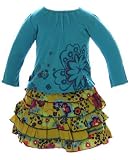 Catimini *Spirit Ethnique* Turquoise L/S Tee and Yellow Floral Skirt Set