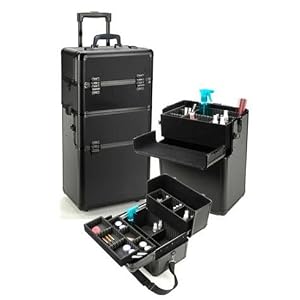 SHANY Jet black professional rolling makeup case -slim design