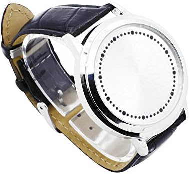 Usamz909 High Class Elegant Design Unisex Soft Snake-skinned Pu Leather Band Stainless Steel Inspired Blue White Hybrid Rounded Compass Fashion Touch Screen 60 LED Lights Digital Wrist Watch Ideal for Men/women Sports Cool New (Silver shell white face)
