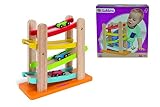 Simba Eichhorn 100005080 - Autorennbahn, 25x24cm, Rollbahn aus Holz mit 3 Fahrzeugen