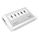 【日本直営店】 ORICO 3ポート HUB USB3.0ハブ 3+2ポート SuperCharger内蔵2急速充電ポート 電源アダプタ VL812チップ搭載 3.3ftケーブル付【スーパーチャージャー搭載】シルバー UH3C2