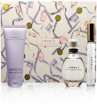Lovely by Sarah Jessica Parker for Women 3 Piece Set Includes: 1.7 oz Eau de Parfum Spray + 2.5 oz Soft Body Lotion + 0.2 oz Eau de Parfum Roller Ball