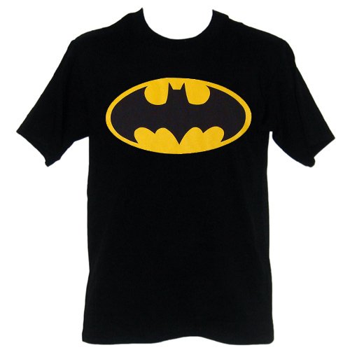  BATMAN, GLOW-IN-THE-DARK LOGO, Black Cotton T-Shirt Licensed