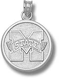 Mississippi State Bulldogs Solid Sterling Silver ''M STATE'' Round 5/8'' Pendant