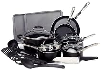 Farberware 19-Piece Aluminum Nonstick Kitchen Set, Black