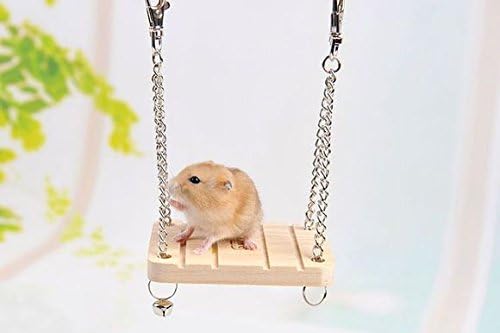 PANPET Small Animal Playground - Wooden Swing Toy For Mouse and Dwarf Hamster