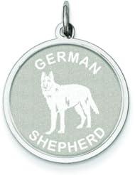 Sterling Silver German Shepherd Disc Charm Pendant