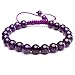 Jovivi 8MM Amethyst Birthstone Gemstones Healing Power Crystal Macrame Adjustable Beaded Bracelet, Unisex