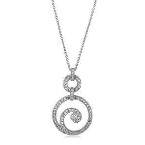 Cubic Zirconia CZ Sterling Silver Pendant Filigree Circl