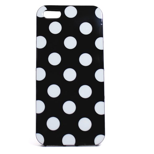 iPhone5 ドット柄 TPU ケース ブラック×ホワイト