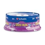 Verbatim 95310 8.5 GB 2.4x-6x Double Layer Recordable Disc DVD+R DL, 20-Disc Spindle