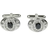 Mens Accessory Cufflinks Pair Sterling Silver Onyx Gemstone (cflng239)
