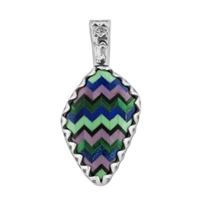 Relios Sterling Silver Multi-Gemstone Inlay Zig Zag Gift Pendant Enhancer
