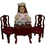 Mahagony Stained Drop Leaf Table with 2 Queen Ann Chairs - Scaled to Fit American Girl Dolls!