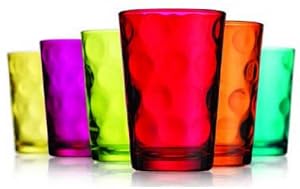 different colored drinking glasses