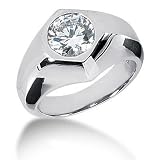 Men s 14K Gold Diamond Ring 1 Round Stone 2.50 ctw 12014-MDR1140