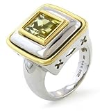 18K & Silver Vermeil Lemon Quartz Ring, Sz. 7