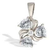 14K White Gold Genuine Trillion White Topaz and Diamond Pendant