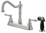 Hardware House 425819 Caspian Double Handle Kitchen Faucet with Spray Satin Nickel