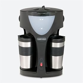 Toastess TFC-42T Twin Coffee Maker with 2 Permanent Filters and 2 Travel Mugs by TOASTESS INTERNATIONAL