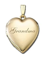 Solid 14K Yellow Gold "Grandma" Sweetheart Locket 3/4 inch x 3/4 inch in Solid 14K Yellow Gold