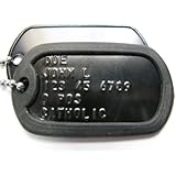Black Custom US Military Dog Tag Personalized ID Set. Complete with Chains and Silencers
