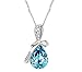 18k Gold Plated Swarovski Element Crystal Water Drop Pendant Necklace - Various Colors Detail (Sea Blue)