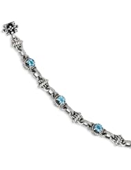 Sterling Silver 7.14 Swiss Blue Topaz 7.75in Vintage Style Bracelet 7.14ct