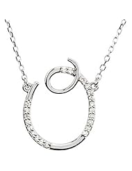 14K White Gold Diamond Initial Necklace "O" -- LIFETIME WARRANTY