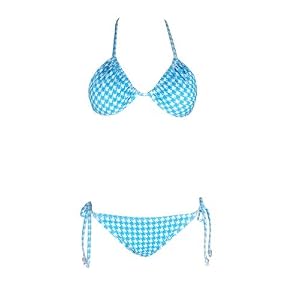 Buy NSB704 2 pc Bikini Set Dog Tooth Checks Turquoise by Marina West