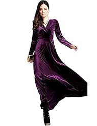 V-neck Long Sleeves Spring Winter Velvet Evening Dress/Bridesmaid Dress/Prom Dress/Party Dress/Wedding Dress 