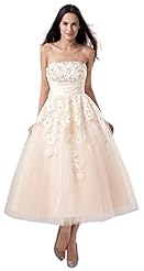 Strapless Satin/Tulle Short Tea Length Crystal Pleated Beaded Applique Wedding Dress  With a Sash 