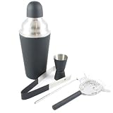 Coffret Cocktail en Inox Avec Shaker - 5 Accessoires - Coloris Noir