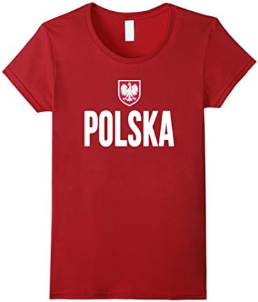 Women's Polish National Team Shirt Football Poland Soccer Polska Tee Medium Cranberry