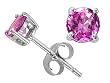 2.00 cttw Genuine Round Lab Created Pink Sapphire Earring Stud - 14kt White Gold