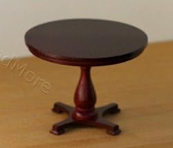 Dollhouse Miniature Cherry Round Kitchen Pedestal Table