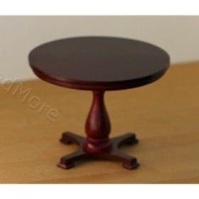 Dollhouse Miniature Cherry Round Kitchen Pedastle Table