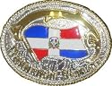 Mens OVAL DOMINICAN FLAG Punk Rock Metal Belt Buckle